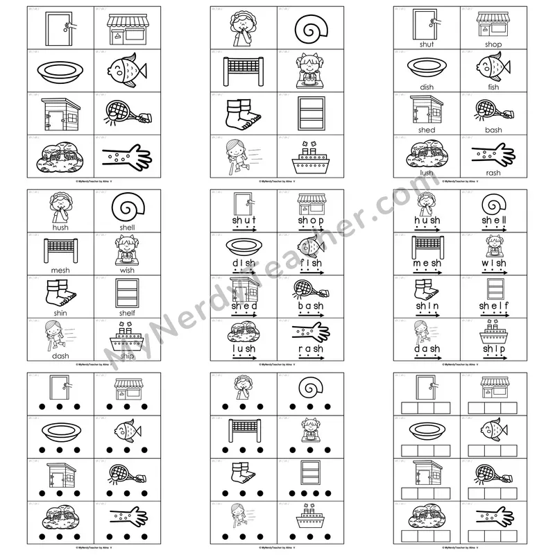 SH Digraph Word Work Activities — ship, fish, dish, wish