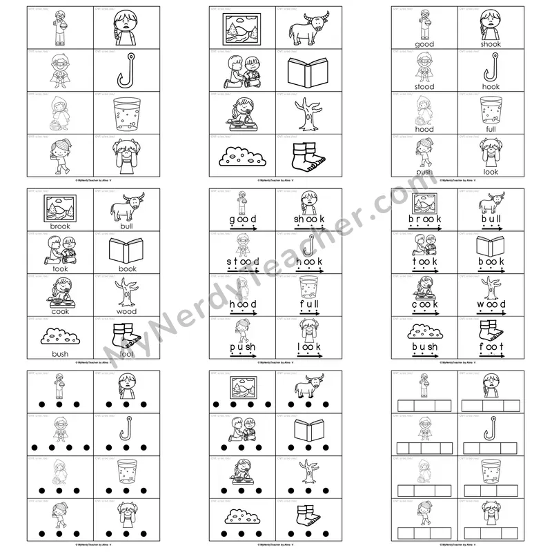 Other Vowel Teams (u, oo; short /oo/) Word Work Activities — book, look, foot, put