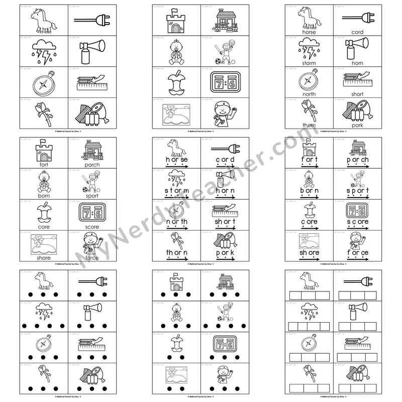 R-Controlled Vowels (or, ore) Word Work Activities — fork, corn, store, more