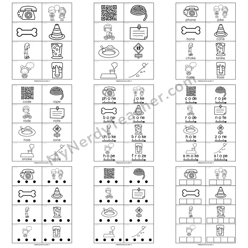 Long O (o_e; VCe) Word Work Activities — bone, note, home, rope