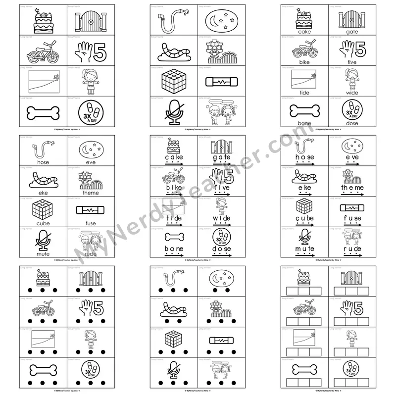 Long Vowels Review (VCe) Word Work Activities — a_e, i_e, o_e, u_e, e_e