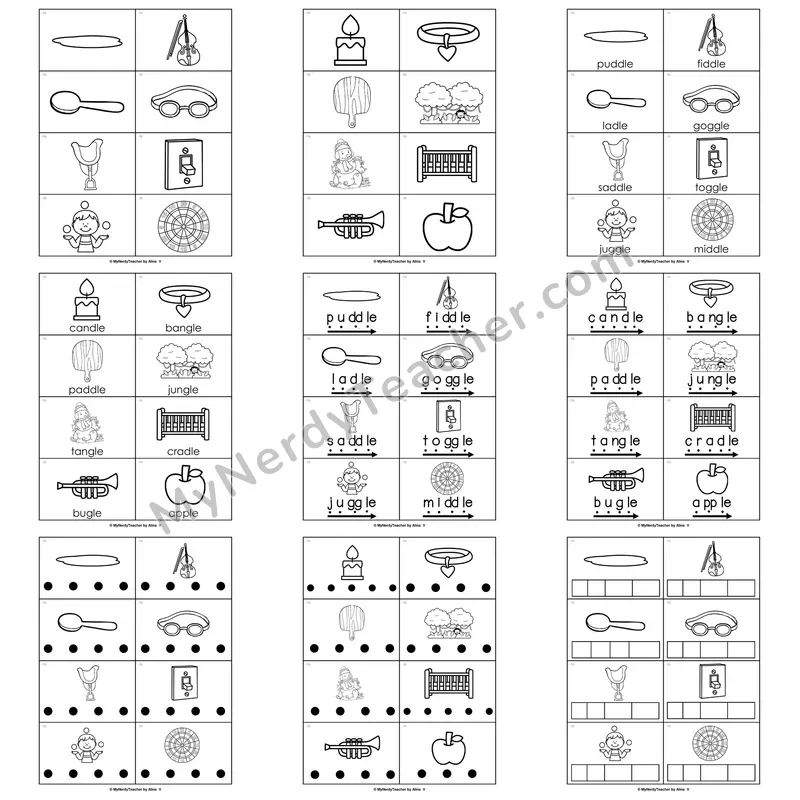Consonant -le Syllables Word Work Activities — table, little, apple, simple