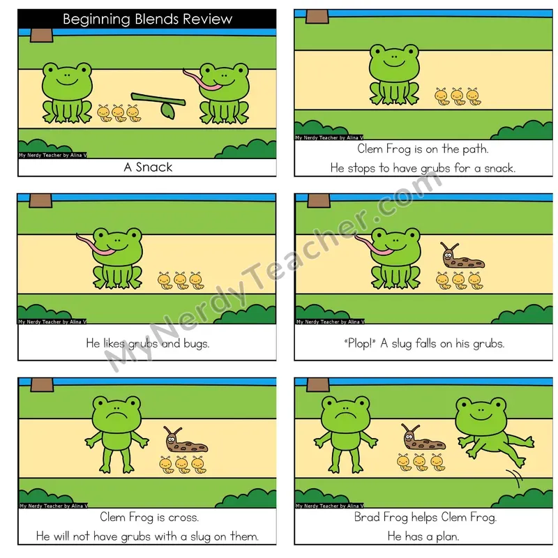 Beginning Blends Review Digital Decodable Book — Google Slides