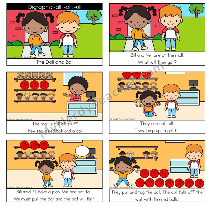 -all, -oll, -ull (Glued Sounds) Digital Decodable Book — Google Slides