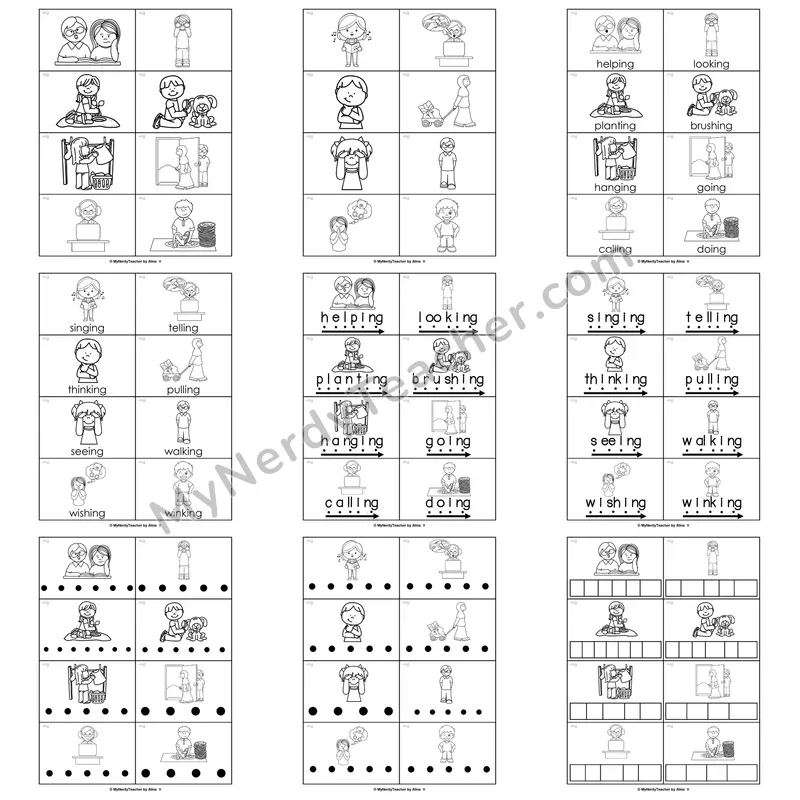 Suffix -ing Word Work Activities — running, jumping, playing, reading