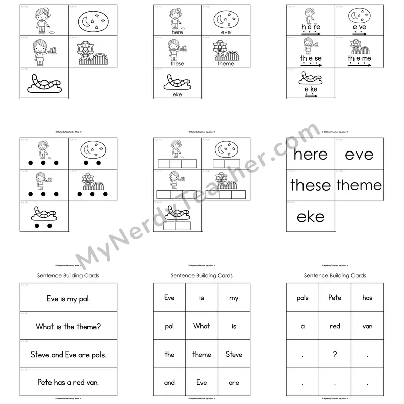 Long E (e_e; VCe) Word Work Activities — Pete, eve, theme, here