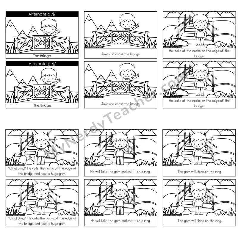 Soft G (_ge) Decodable Reader — The Bridge (Black and White)
