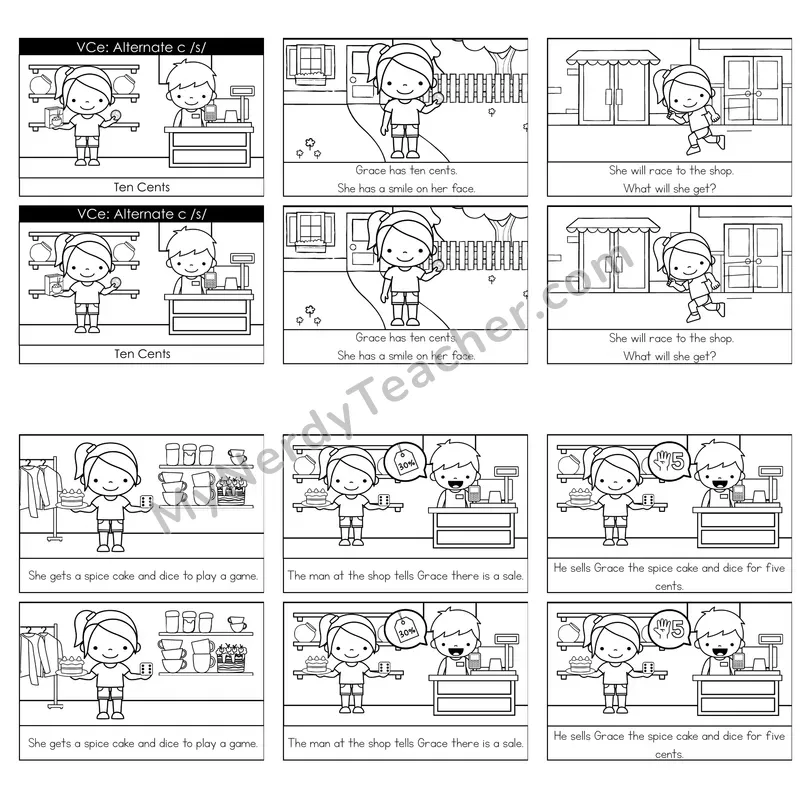 Soft C (_ce) Decodable Reader — Ten Cents (Black and White)