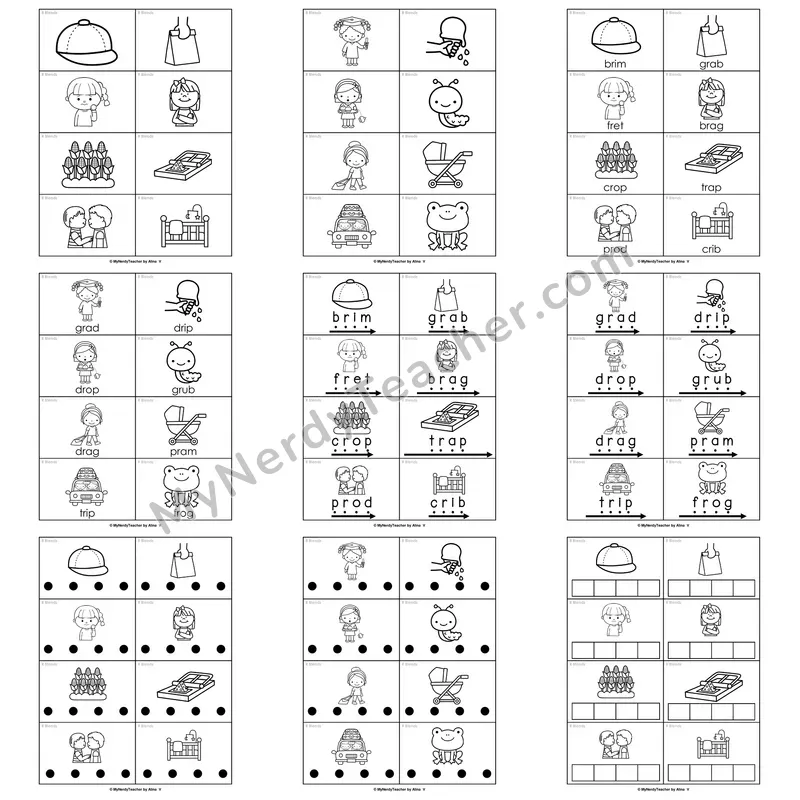 R-Blends (br, cr, dr, fr, gr, pr, tr) Word Work Activities — drop, crab, frog, prize