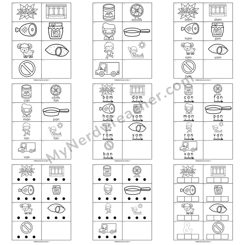 Nasalized A (am, an) Word Work Activities — am, an, hand, lamp