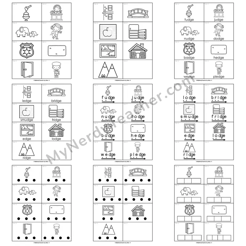 DGE Trigraph Word Work Activities — edge, bridge, judge, fudge