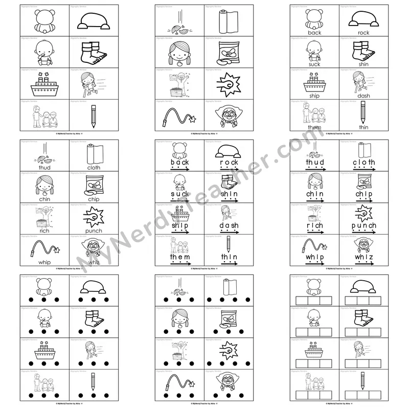 Digraphs Review Word Work Activities — sh, ch, th, wh, ck