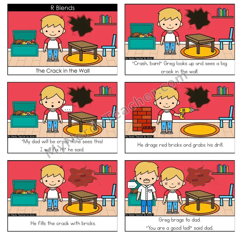R-Blends (br, cr, dr, fr, gr, pr, tr) Digital Decodable Book — Google Slides