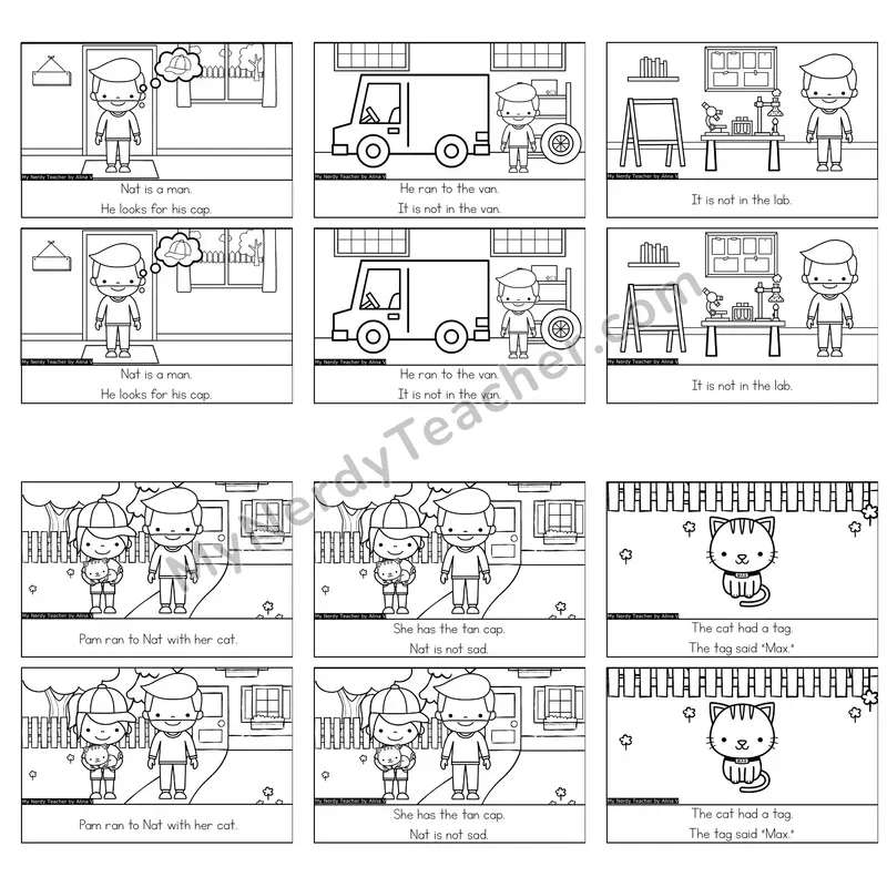 Short A Decodable Reader — Nat (Black and White)