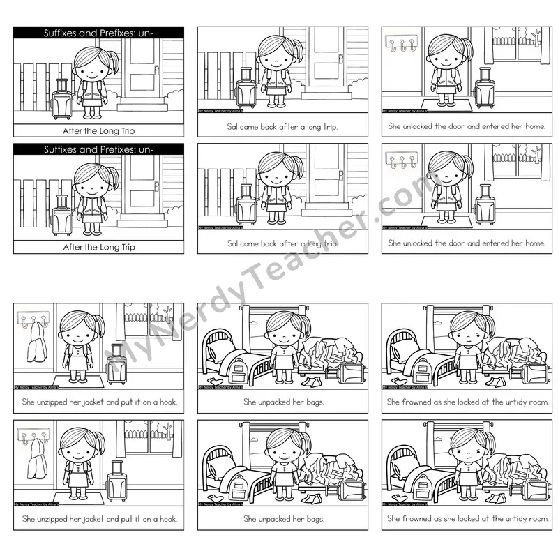 Prefix un- Decodable Reader — After the Long Trip (Black and White)