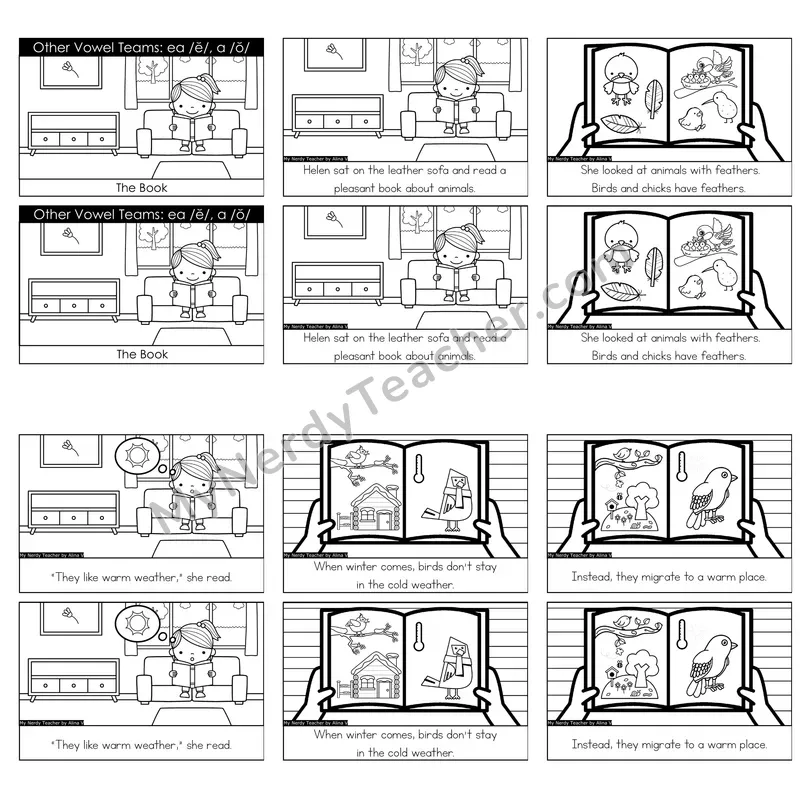 Other Vowel Teams (ea (short e), a (short o)) Decodable Reader — The Book (Black and White)