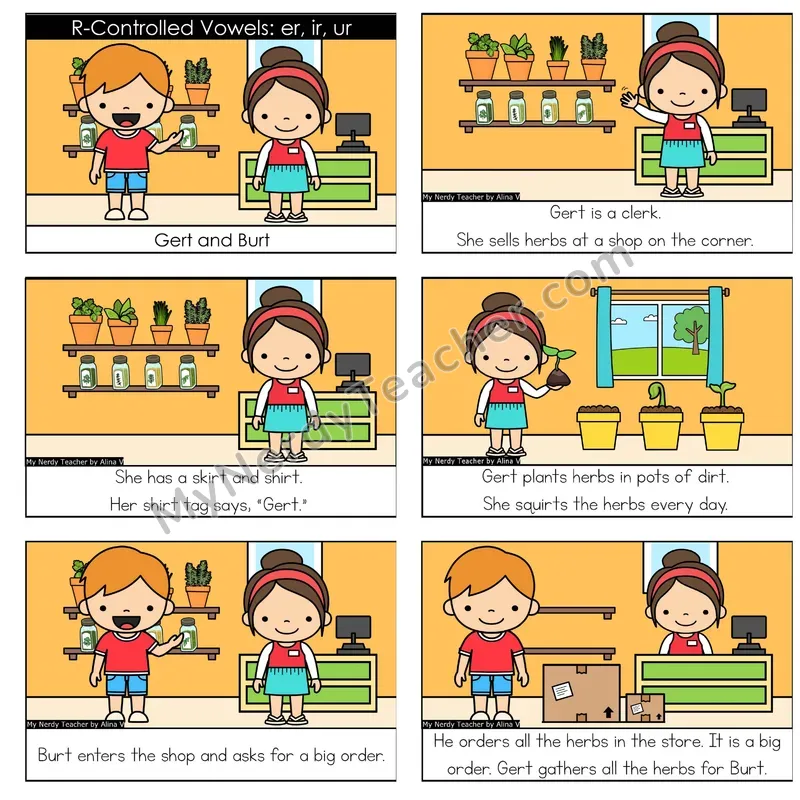 R-Controlled Vowels (ir, er, ur) Digital Decodable Book — Google Slides
