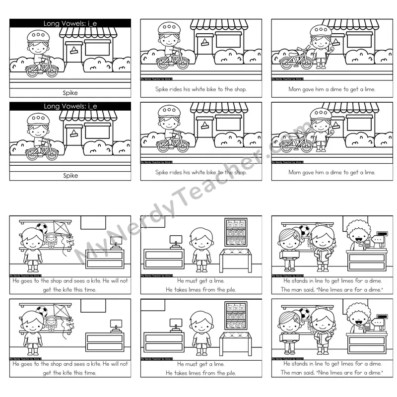 Long I (i_e; VCe) Decodable Reader — Spike (Black and White)