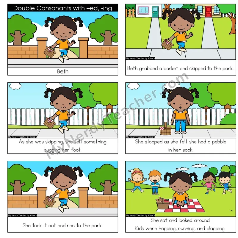 Doubling Rule — Double Consonant + ed/ing Digital Decodable Book — Google Slides