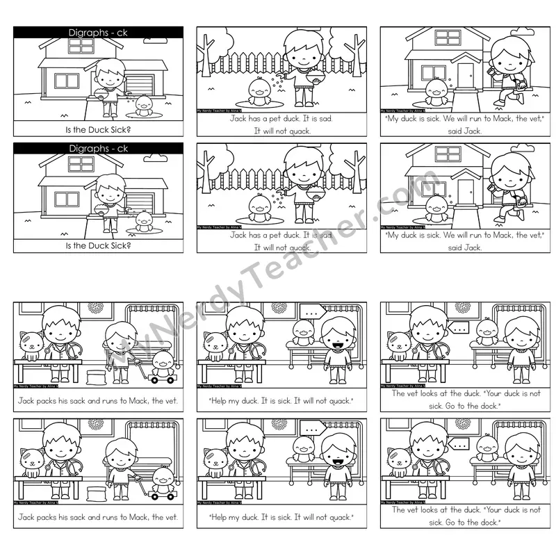 CK Digraph Decodable Reader — Is the Duck Sick (Black and White)