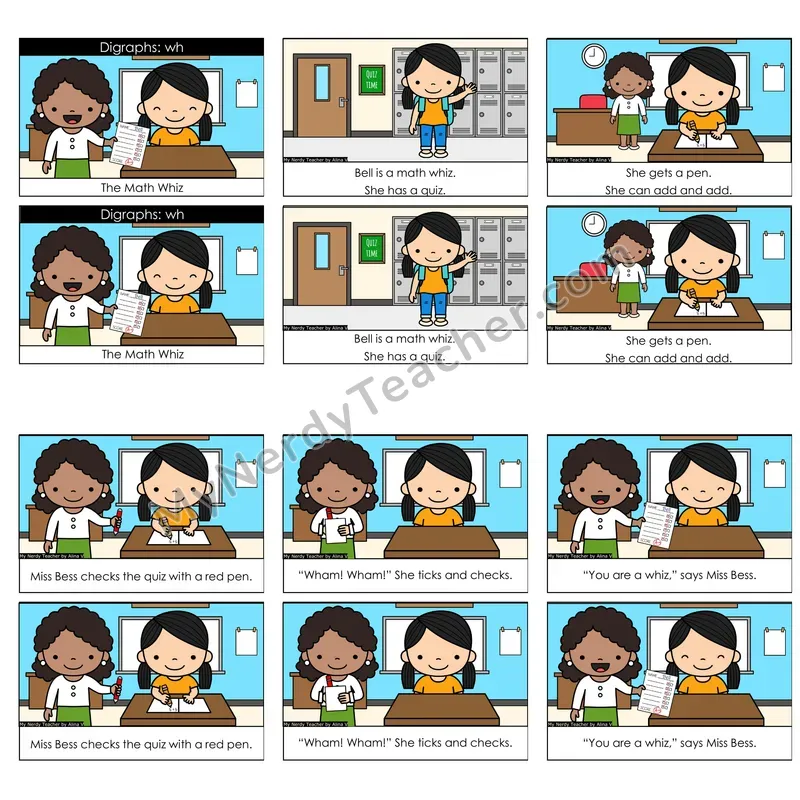 WH Digraph Decodable Reader — The Math Whiz (Color)