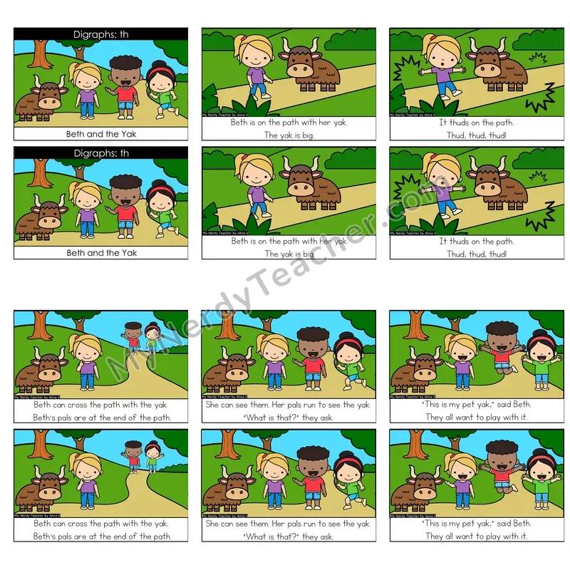 TH Digraph (voiced & unvoiced) Decodable Reader — Beth and the Yak (Color)