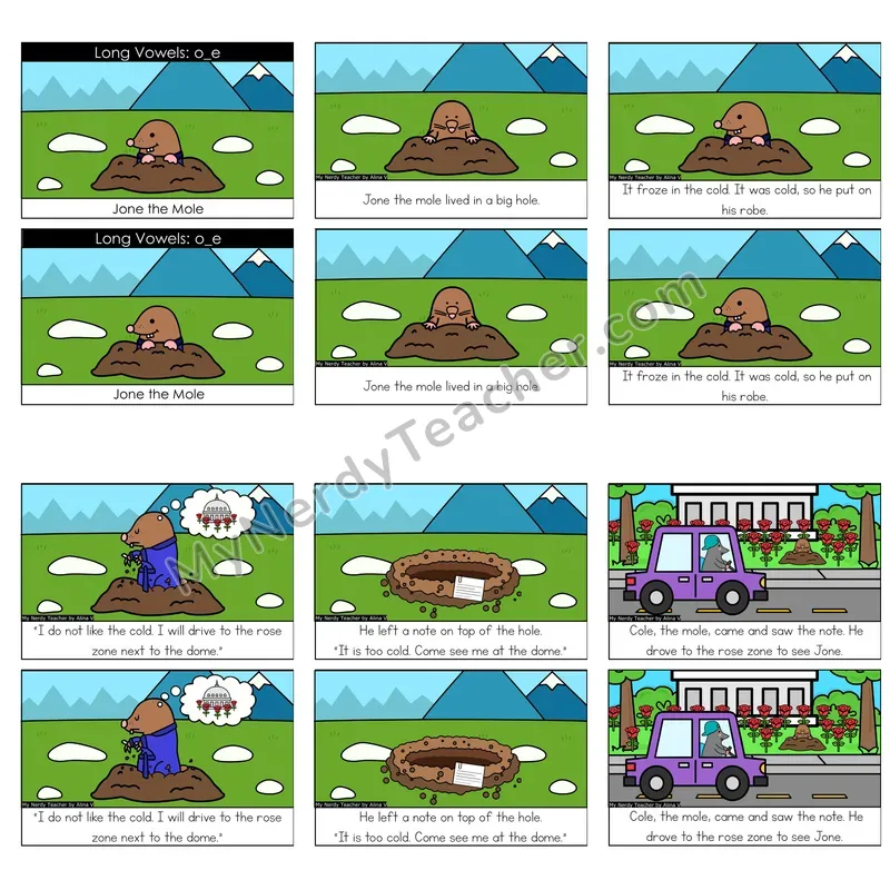Long O (o_e; VCe) Decodable Reader — Jone the Mole (Color)