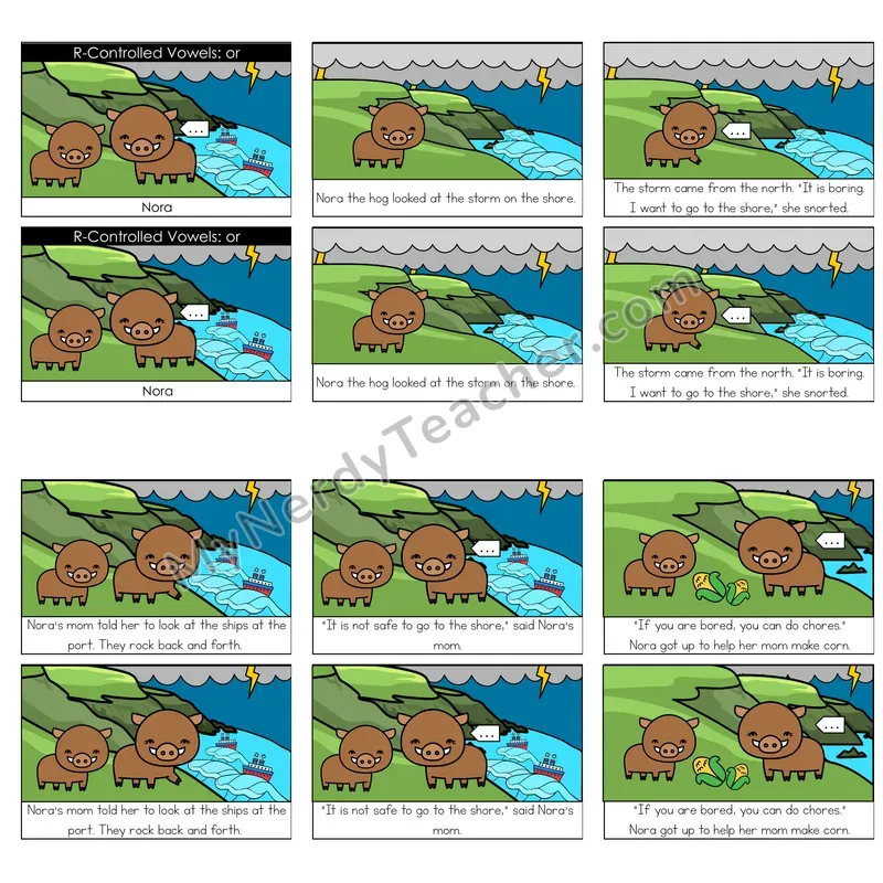 R-Controlled Vowels (or, ore) Decodable Reader — Nora (Color)