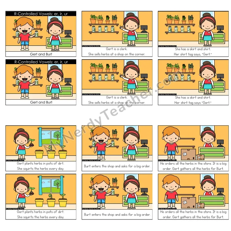 R-Controlled Vowels (ir, er, ur) Decodable Reader — Gert and Burt (Color)