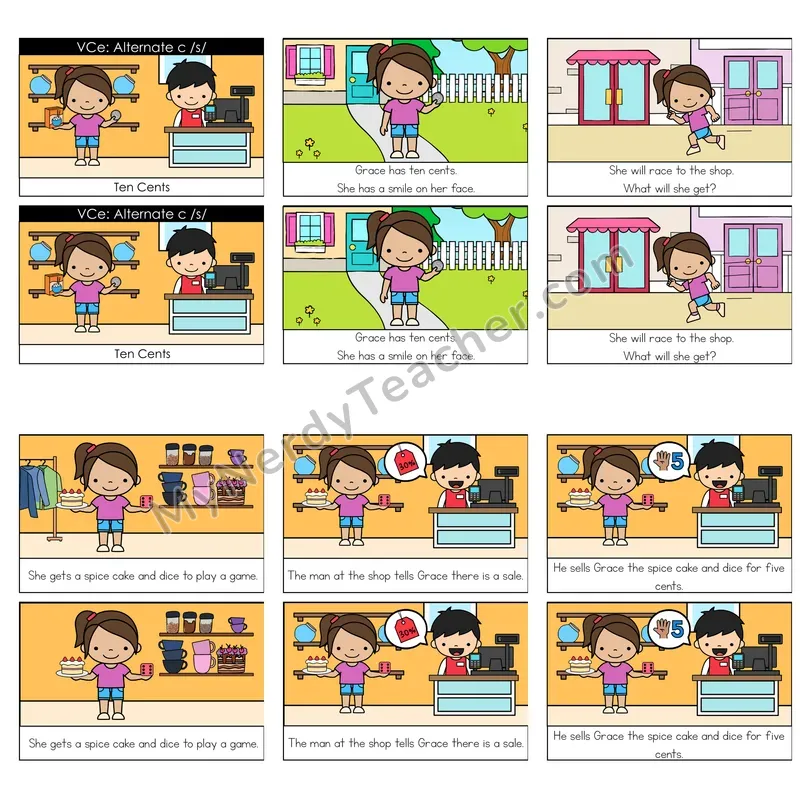 Soft C (_ce) Decodable Reader — Ten Cents (Color)