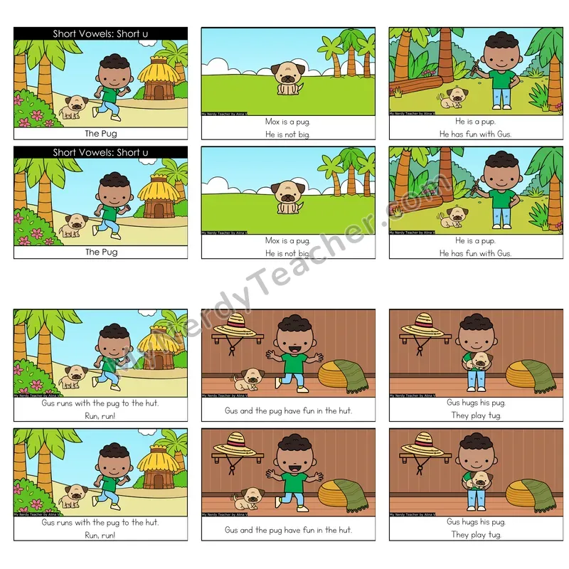 Short U Decodable Reader — The Pug (Color)