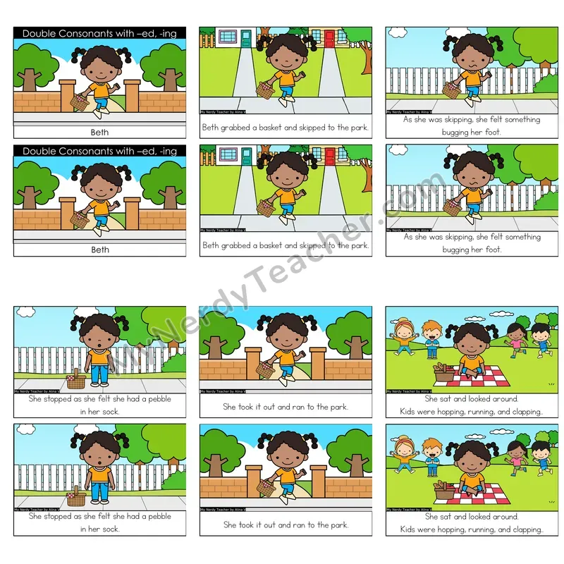 Doubling Rule — Double Consonant + ed/ing Decodable Reader — Beth (Color)