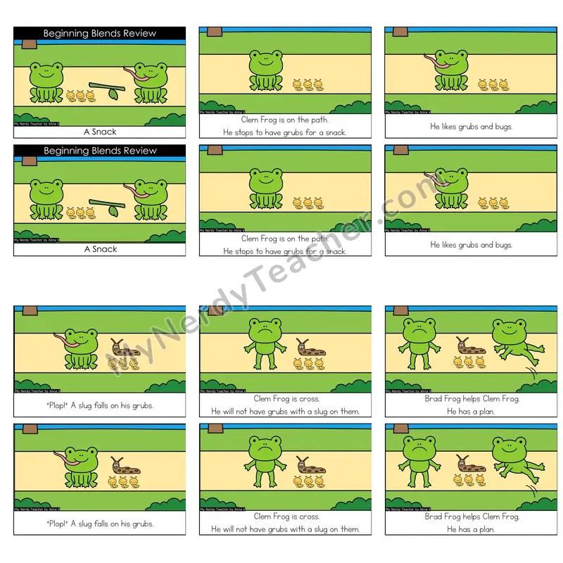 Beginning Blends Review Decodable Reader — A Snack (Color)