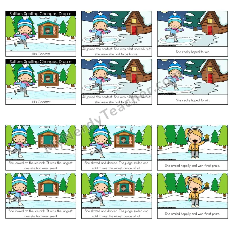Suffix Spelling (Drop e Rule) Decodable Reader — Jills Contest (Color)