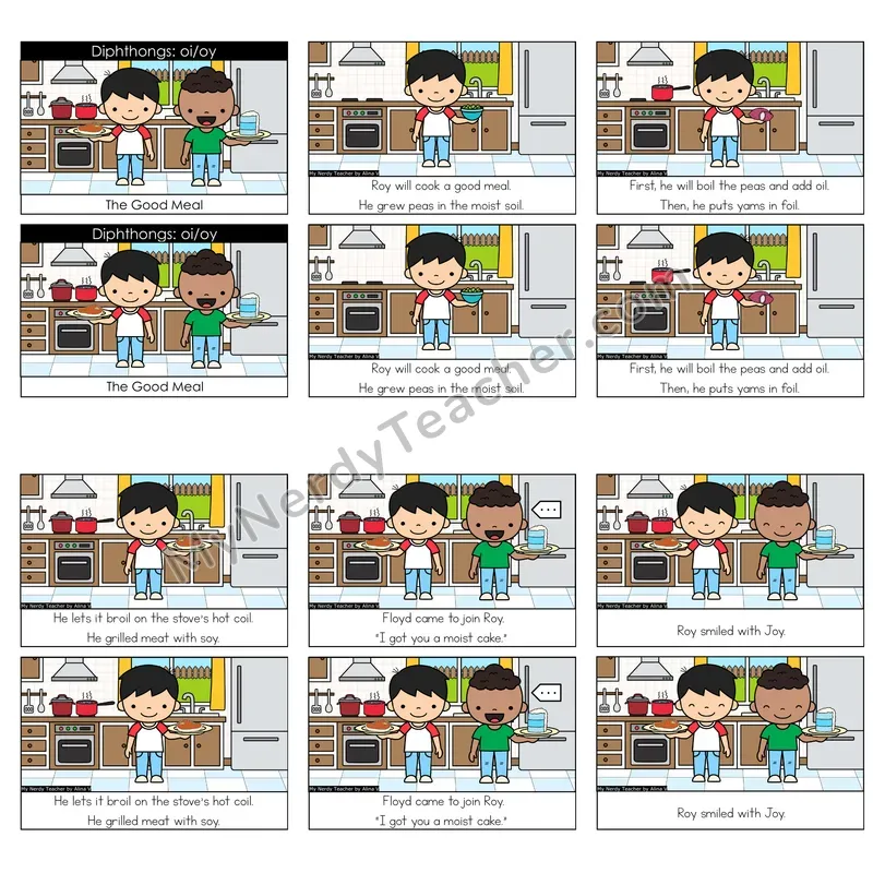 Diphthongs (oi, oy) Decodable Reader — The Good Meal (Color)