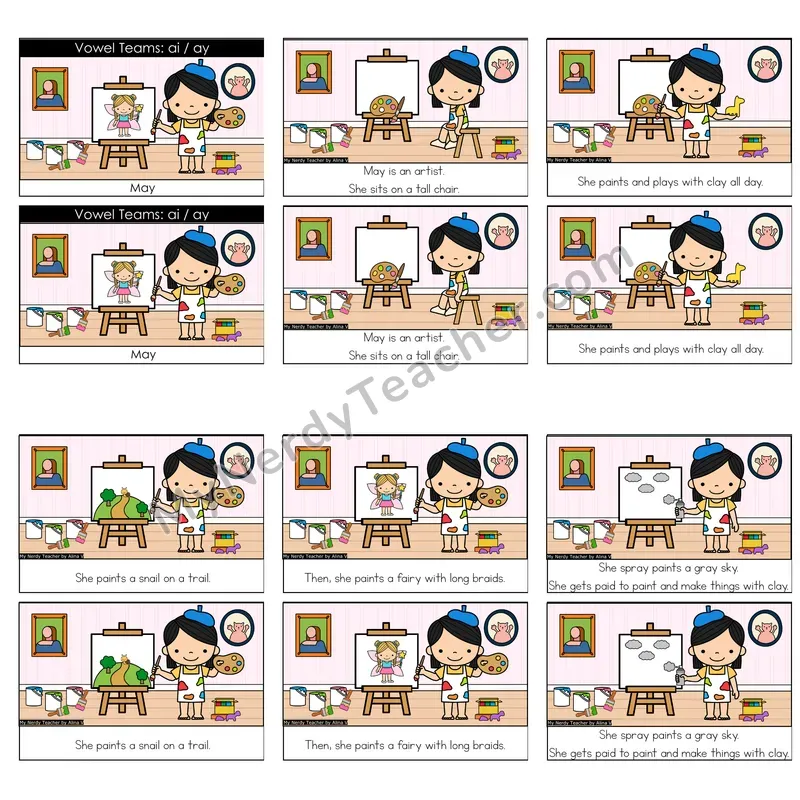 Vowel Teams (ai, ay; long a) Decodable Reader — May (Color)