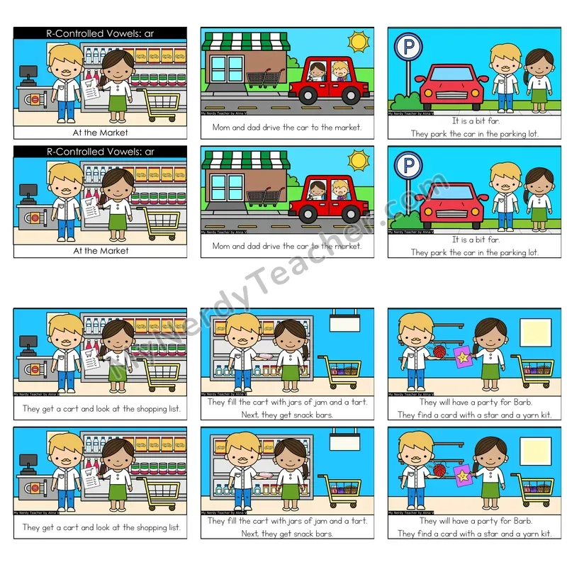 R-Controlled Vowels (ar) Decodable Reader — At the Market (Color)