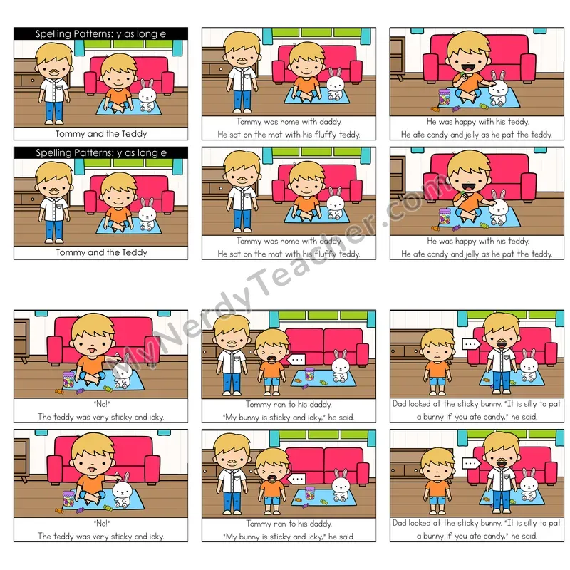 Y as Long E Decodable Reader — Tommy and the Teddy (Color)