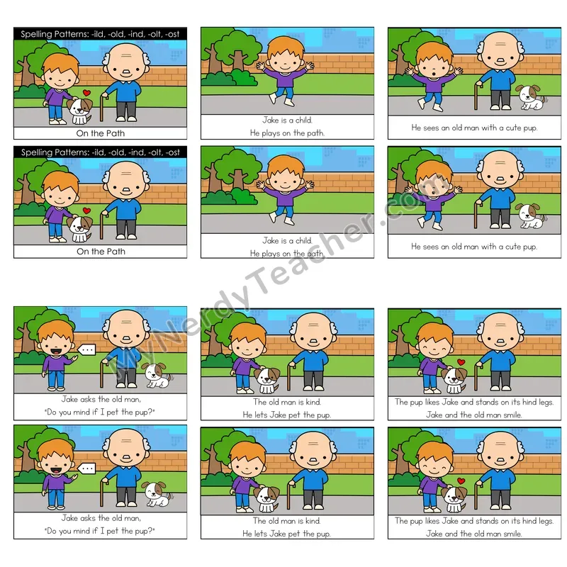 Long VCC (-ild, -old, -ind, -olt, -ost) Decodable Reader — On the Path (Color)