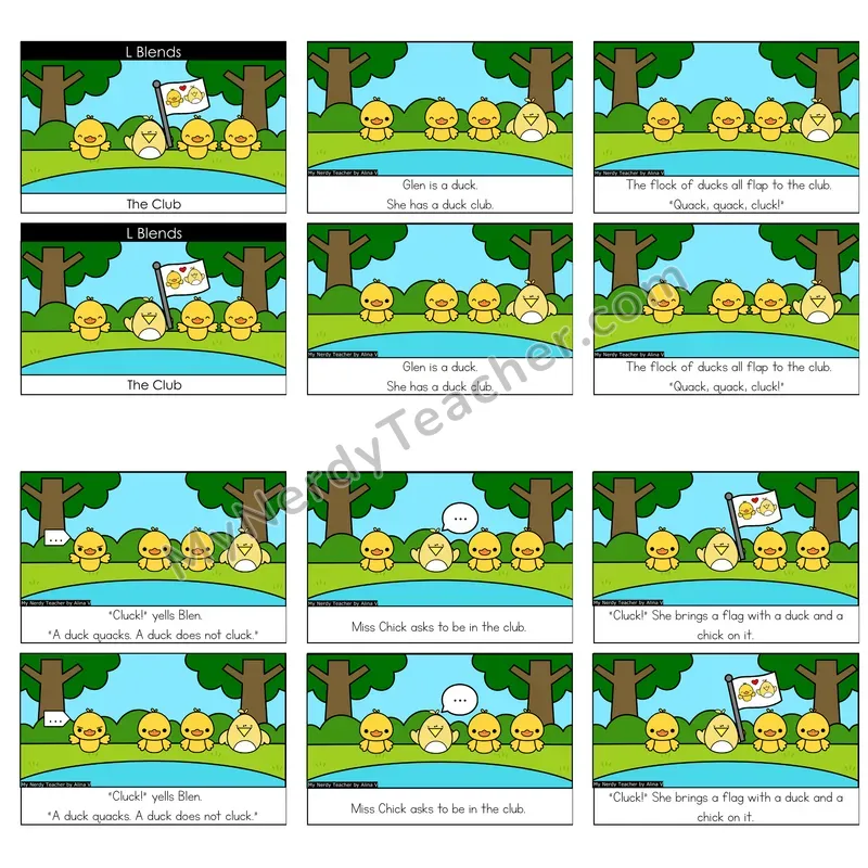 L-Blends (bl, cl, fl, gl, pl, sl) Decodable Reader — The Club (Color)