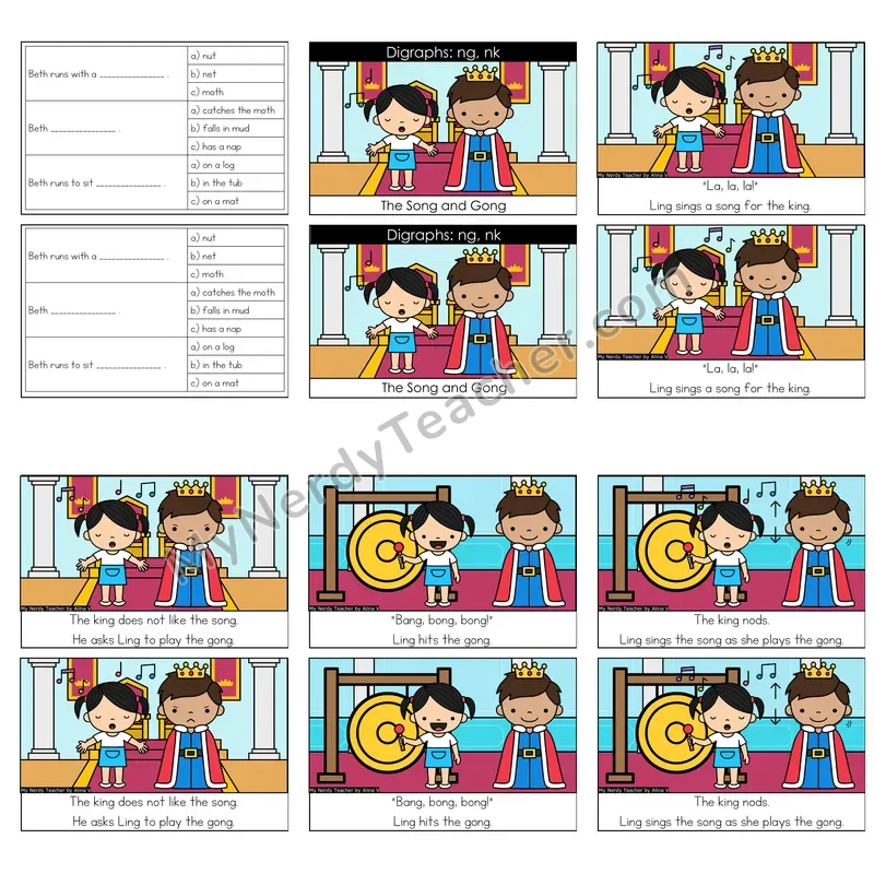 Nasal Blends NG and NK Decodable Reader — The Song and Gong (Color)