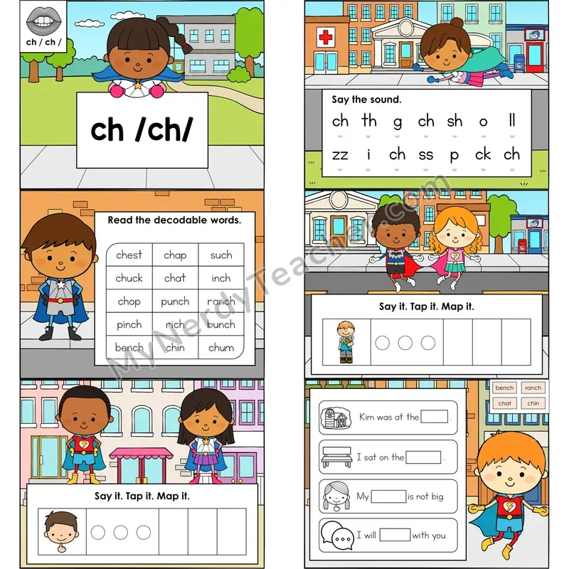 ch Digraph (/ch/) Digital Decodable Mini Book — Google Slides PDF