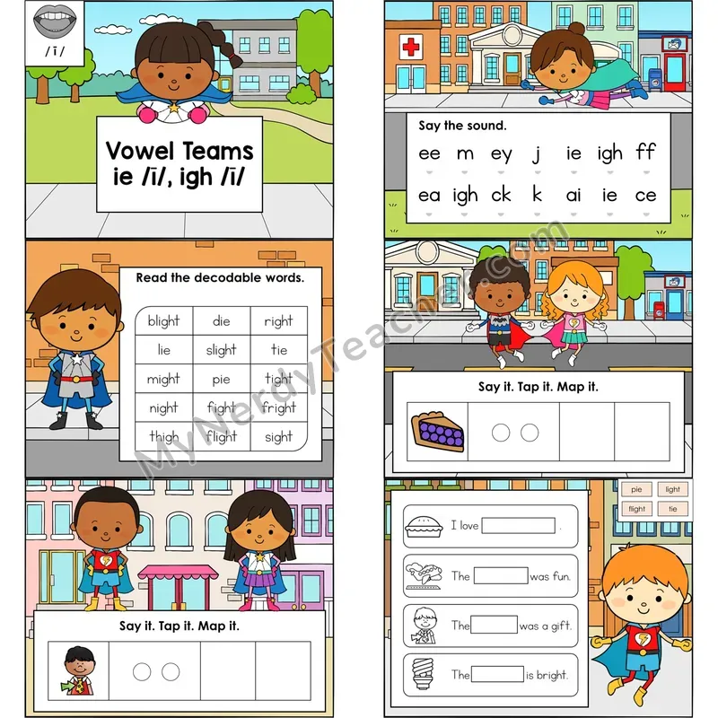 Vowel Teams ie, igh — Long I Digital Mini Book — Google Slides