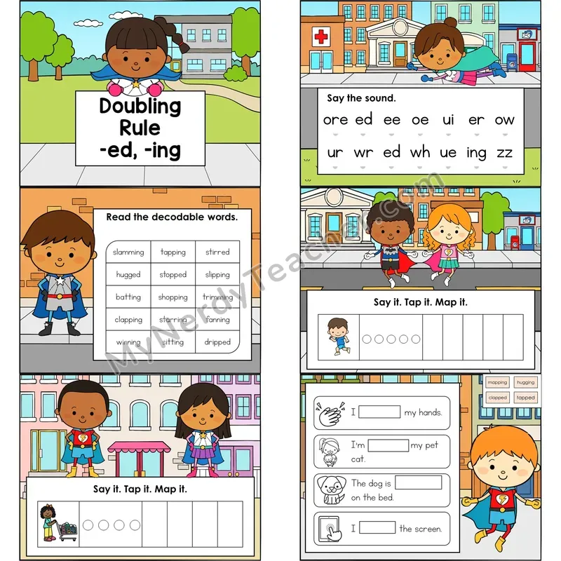 Doubling Rule -ed, -ing Digital Mini Book — Google Slides