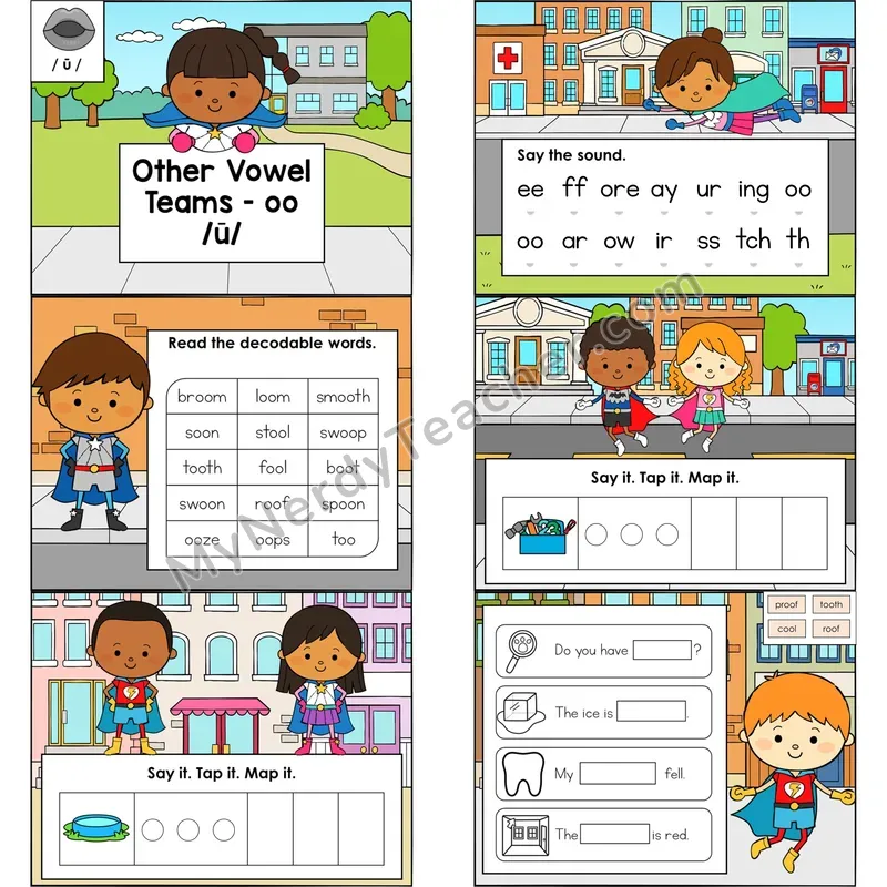 oo (Long /oo/) Digital Decodable Mini Book — Google Slides PDF