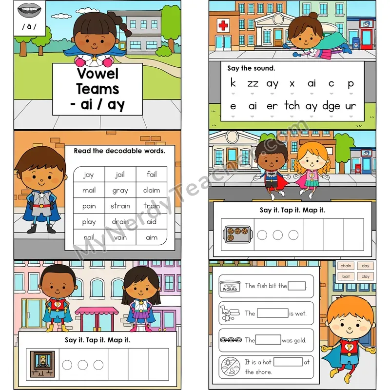 Vowel Teams ai, ay — Long A Digital Mini Book — Google Slides