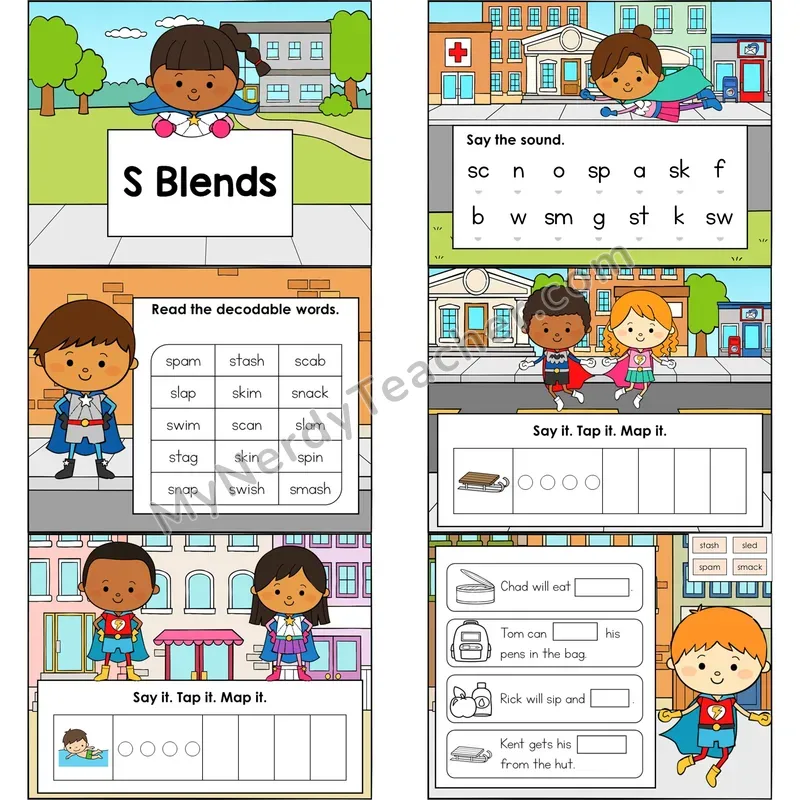 S Blends Digital Decodable Mini Book — Google Slides PDF