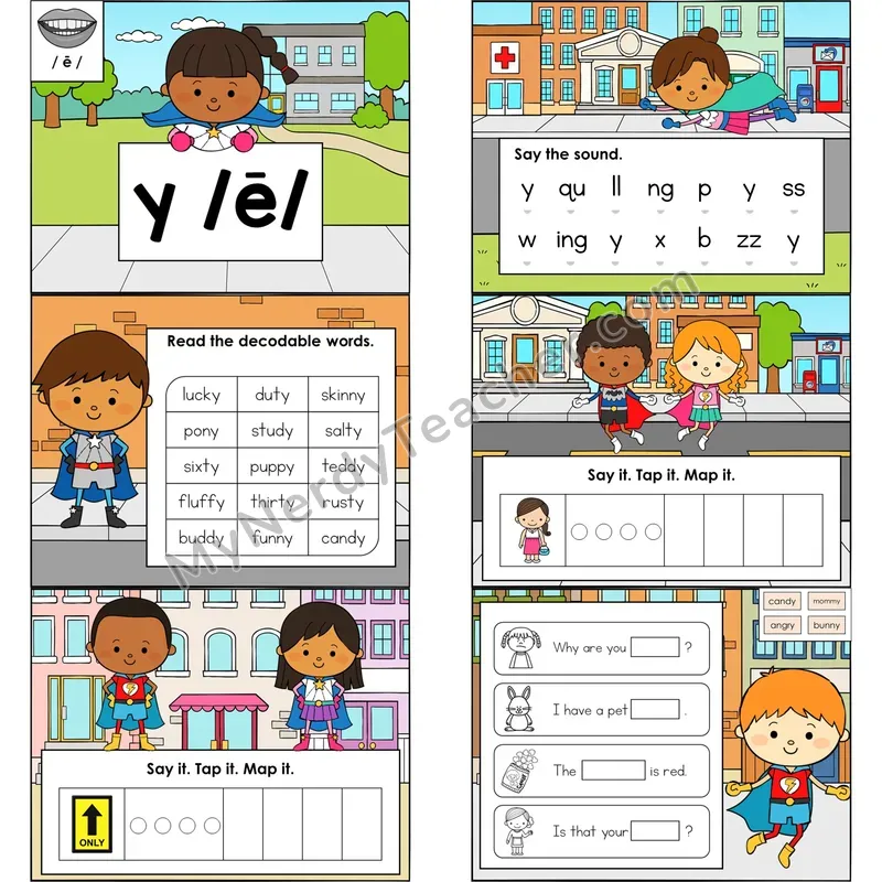 y as Long E Digital Decodable Mini Book — Google Slides PDF