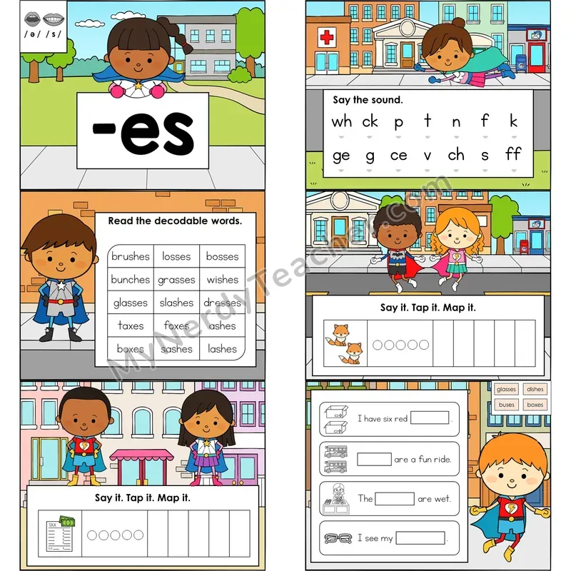 Suffix -es Digital Decodable Mini Book — Google Slides PDF