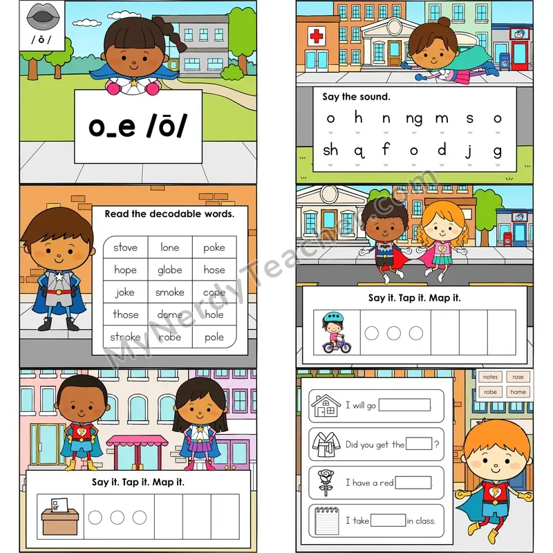 o_e Long O (Silent E) Digital Decodable Mini Book — Google Slides PDF